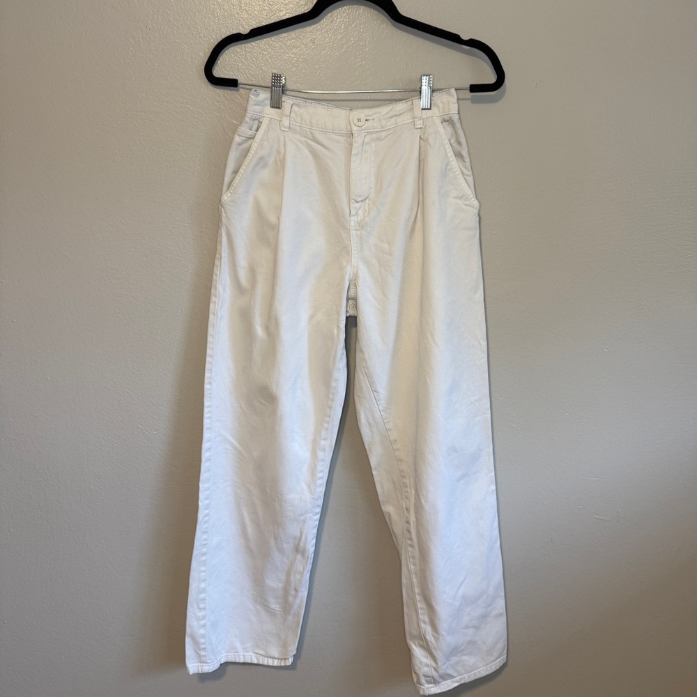 Aeropostale Jeans Womens S White High-Rise Straight Pleated Pants Size Small